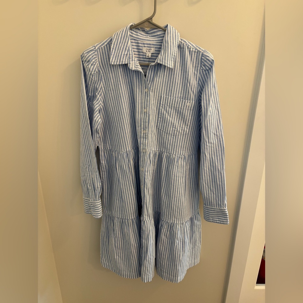 Crown & Ivy Light Blue Striped Dress